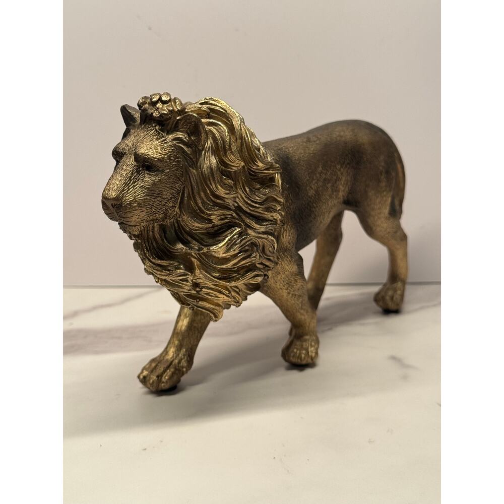 10-inch Gold Lion Statue - Resin  10x5.5